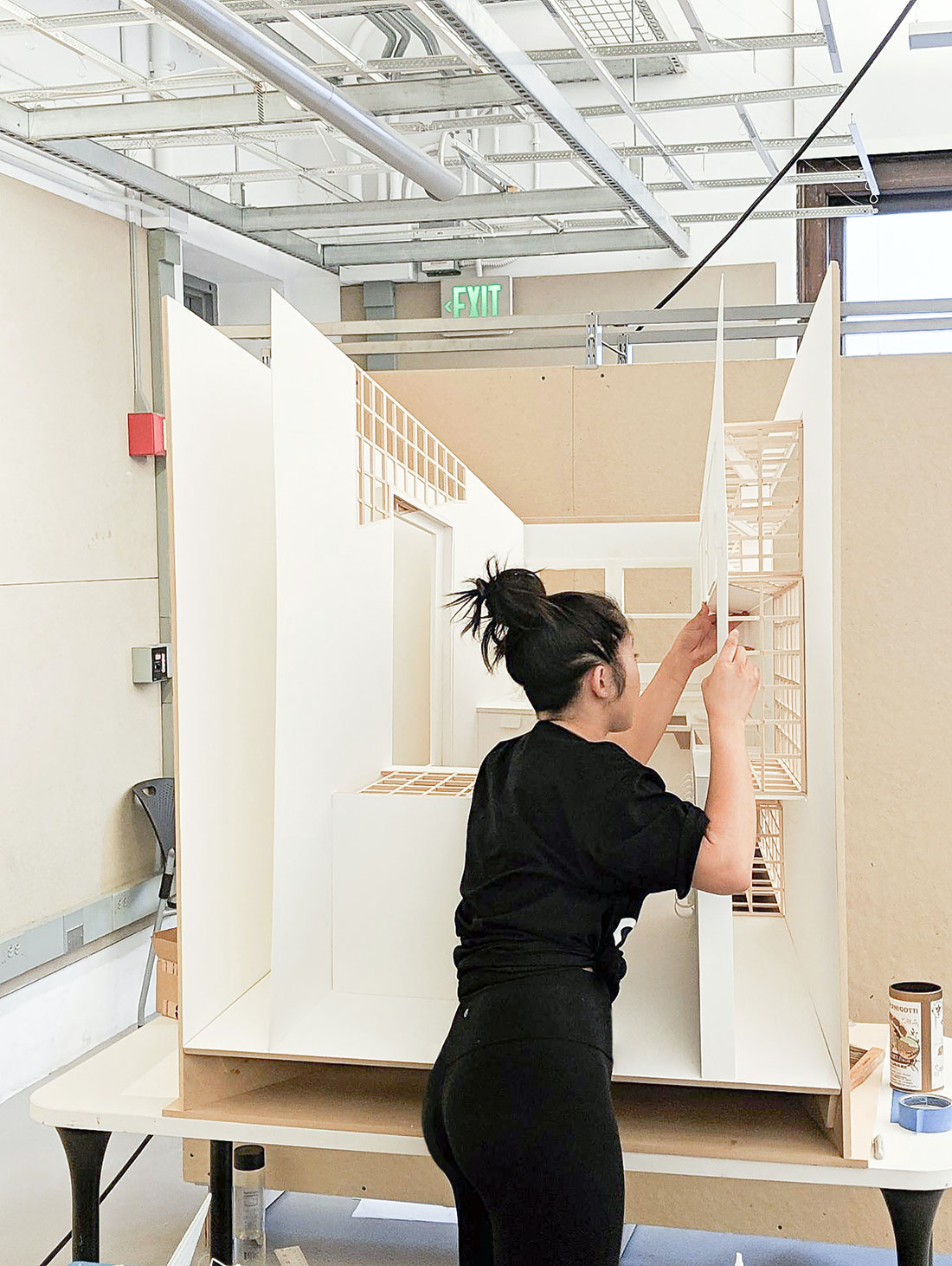 Danya Li building her thesis project in the School of Architecture