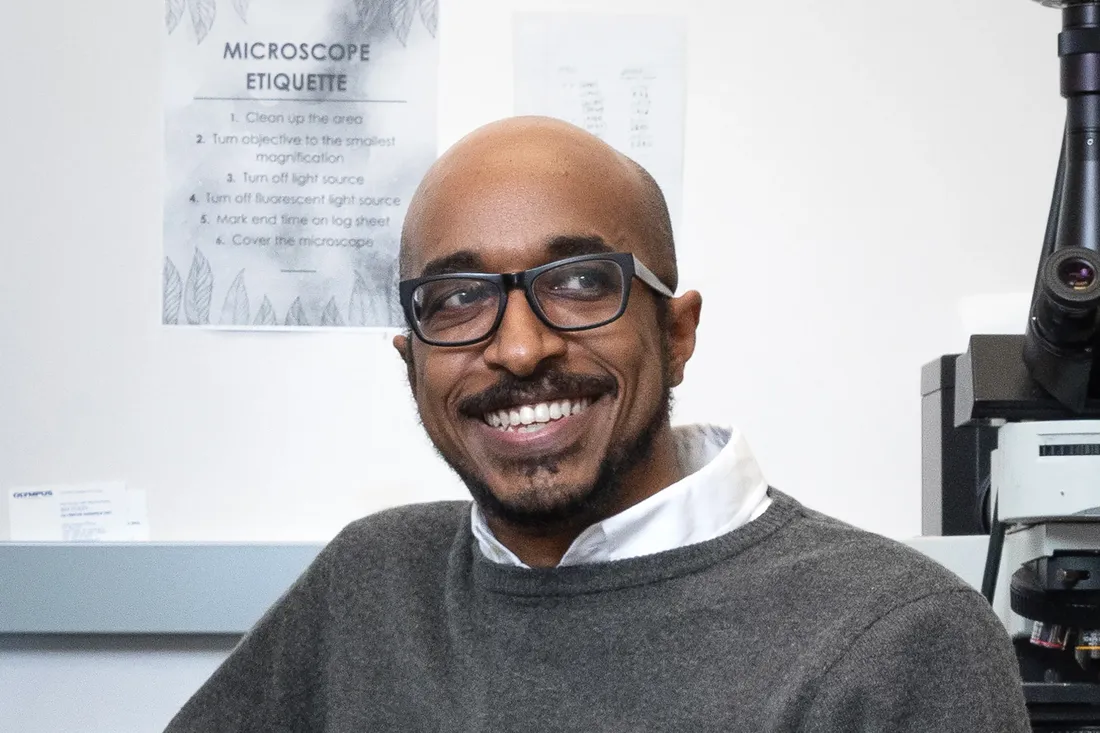 Assistant Professor of Biology Yasir Ahmed-Braimah smiling.