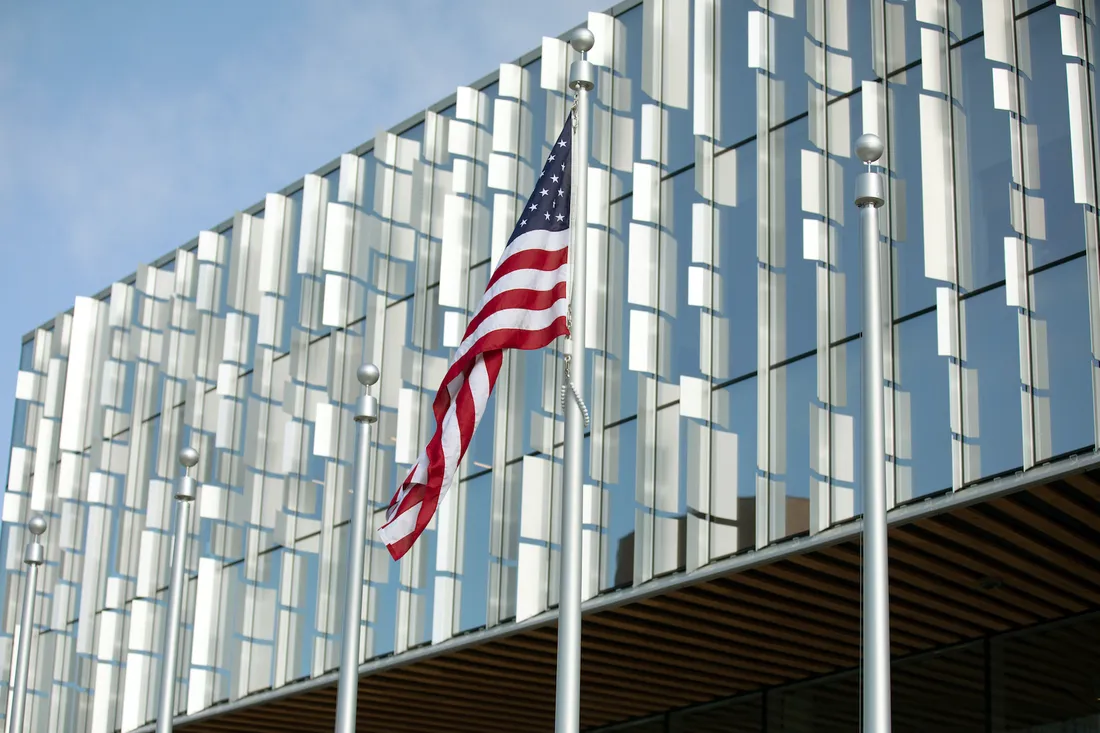 United States Flag outside of NVRC building.