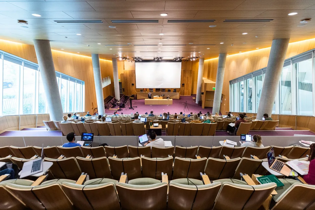 Interior of a College of Law lecture hall.