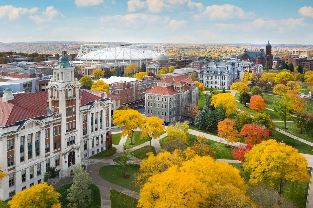 Syracuse University campus in fall.
