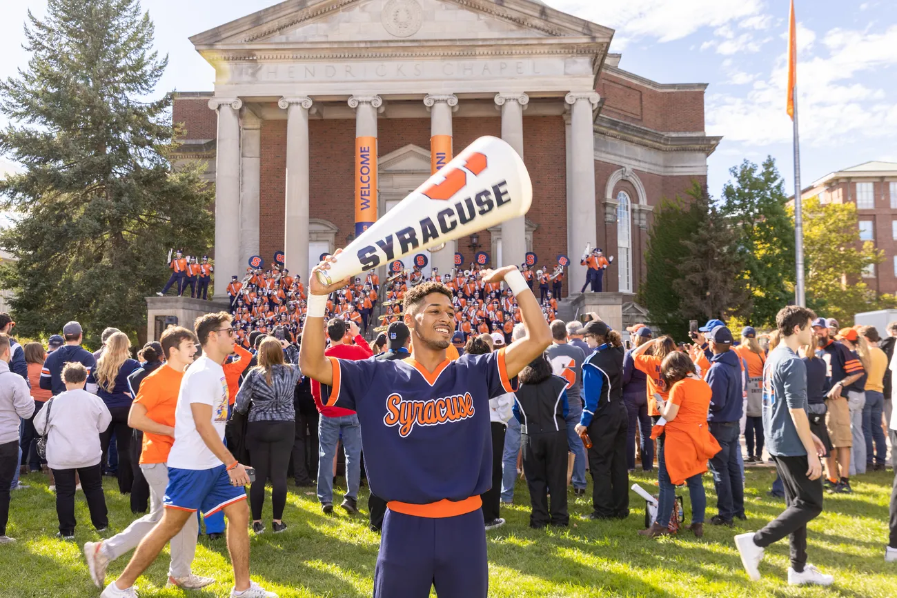 Students on the quad during the Orange Central tailgate.