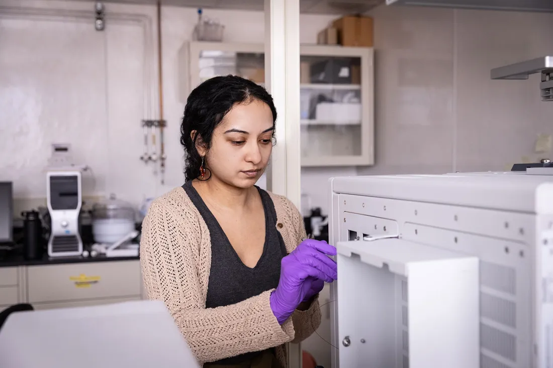 Professor Tripti Bhattacharya in laboratory.