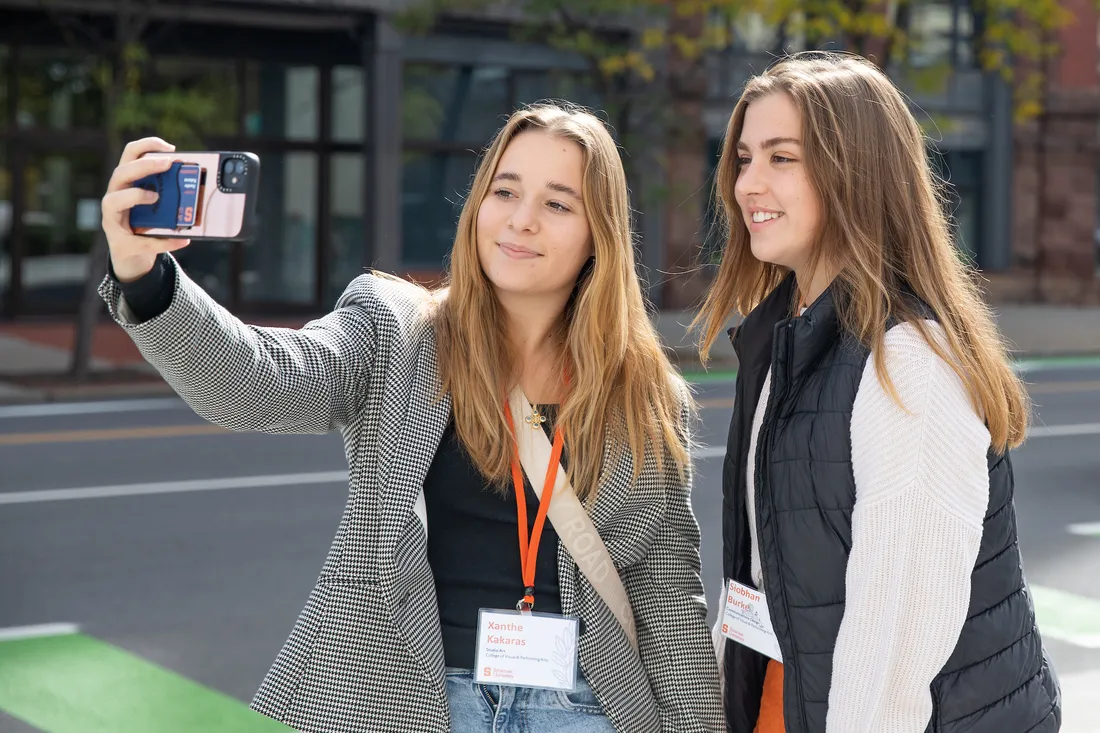 Students taking a selfie.