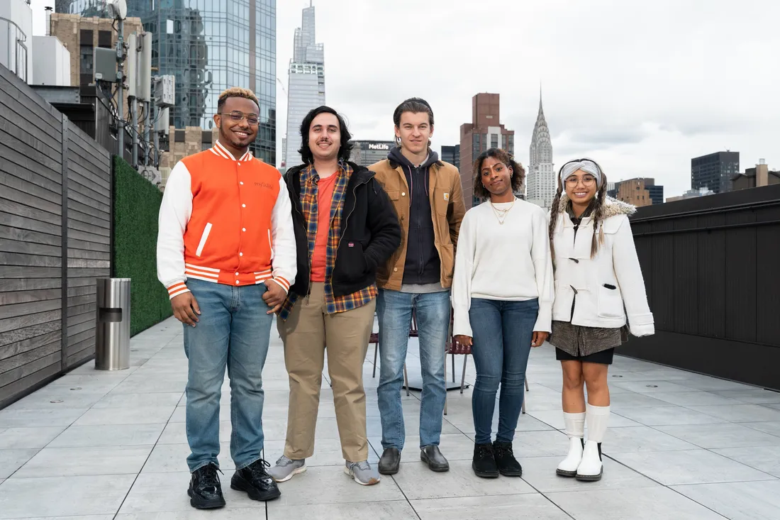 Architecture students work at the Fisher Center in New York City.