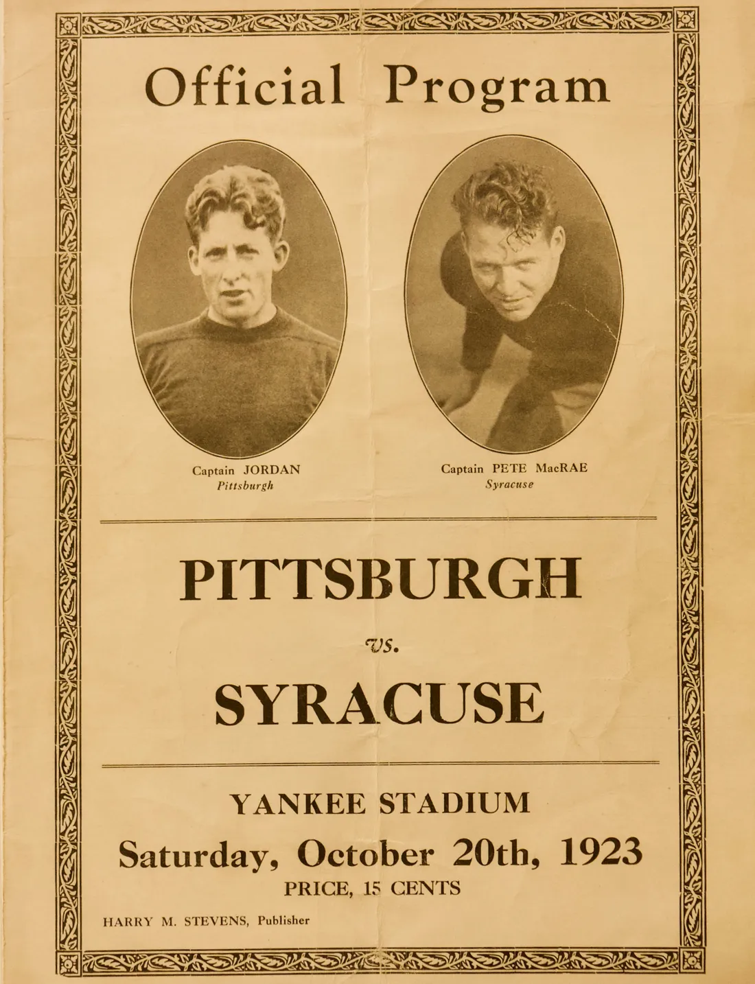 Syracuse and Pitt game program.