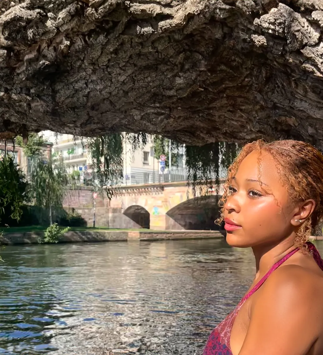 Mariya Dempse on a river walk by her home in Strasbourg.