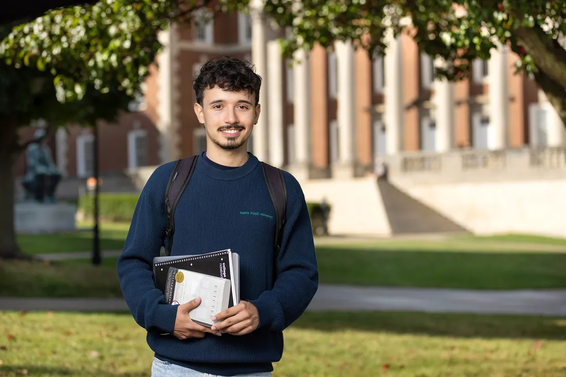 Jacob Grindstaff-Espinal outside Tolley Hall.