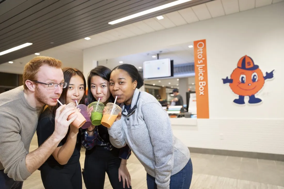 Students enjoying smoothies at Otto's Juice Box.