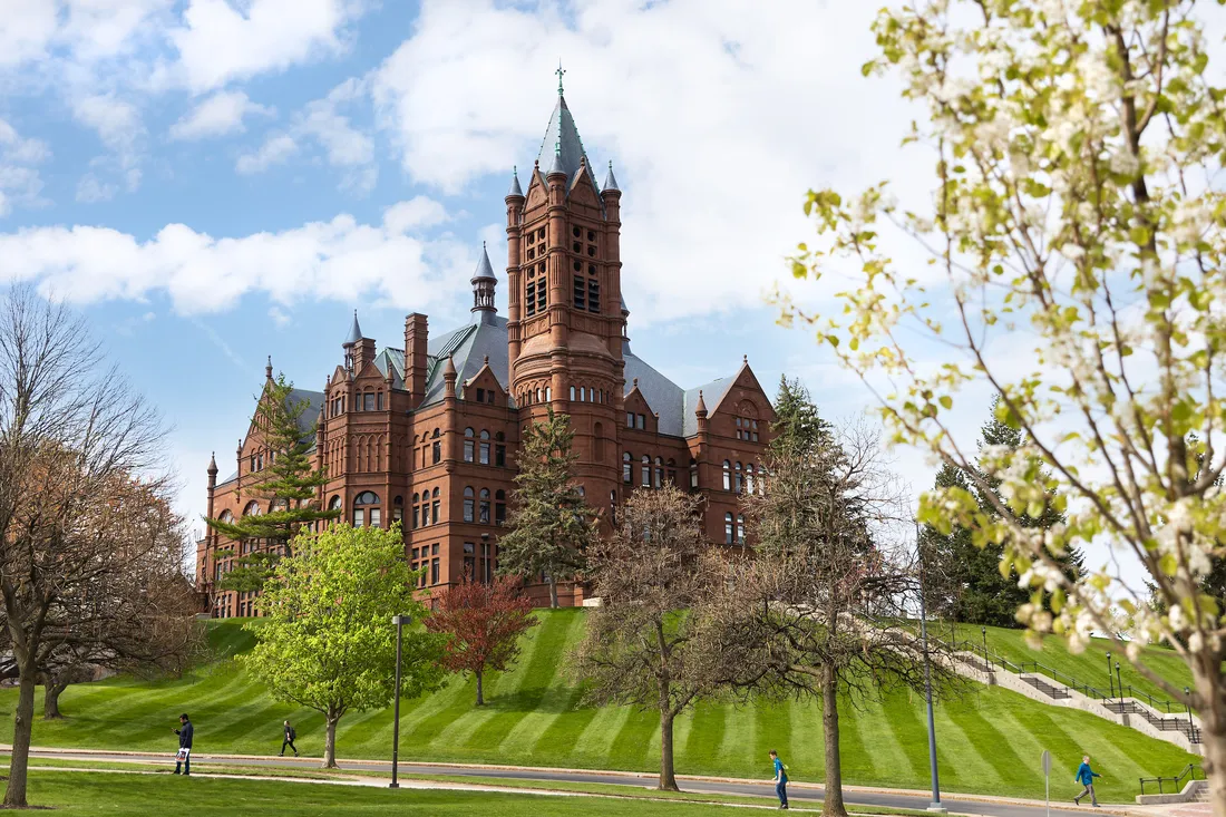 Exterior of Crouse College, home to the College of Visual and Performing Arts