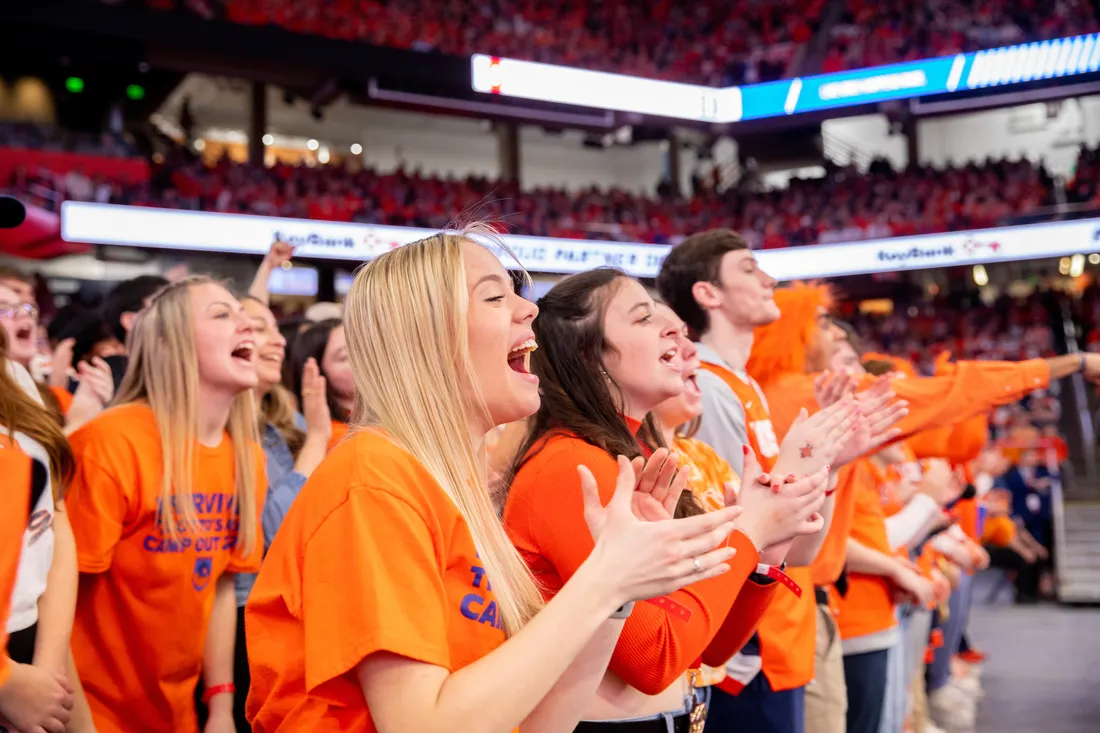 Students cheering at a game.