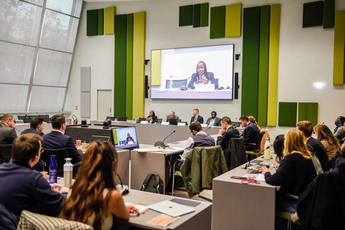 A board room at the World Forum on Democracy.