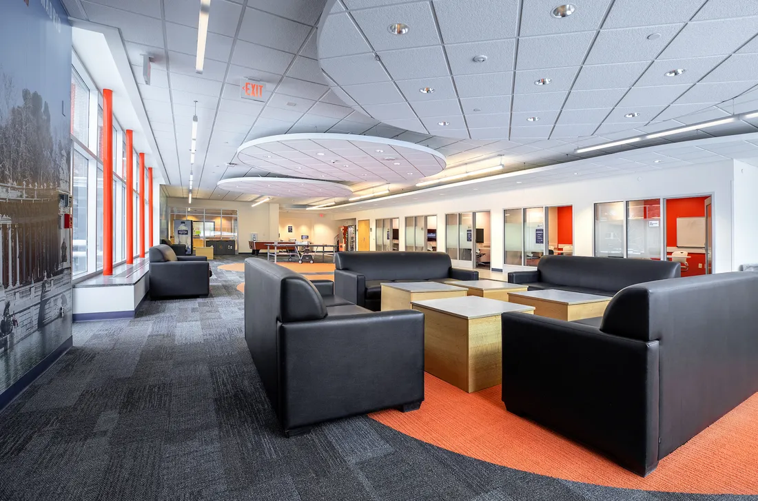 Saddler Hall lounge area.