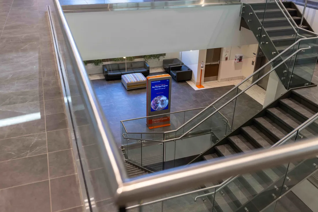 The lobby of the Barnes Center at The Arch Wellness Area.