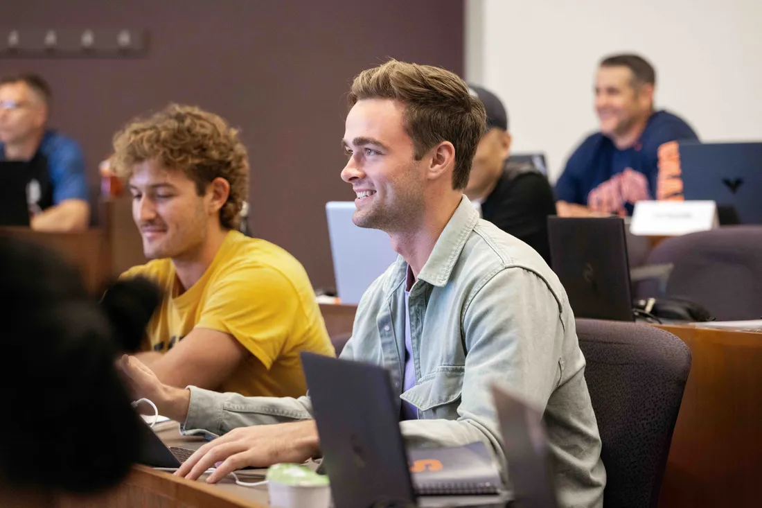 Accounting student sitting in classroom.