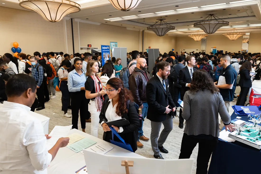 A crowd of people at an event.