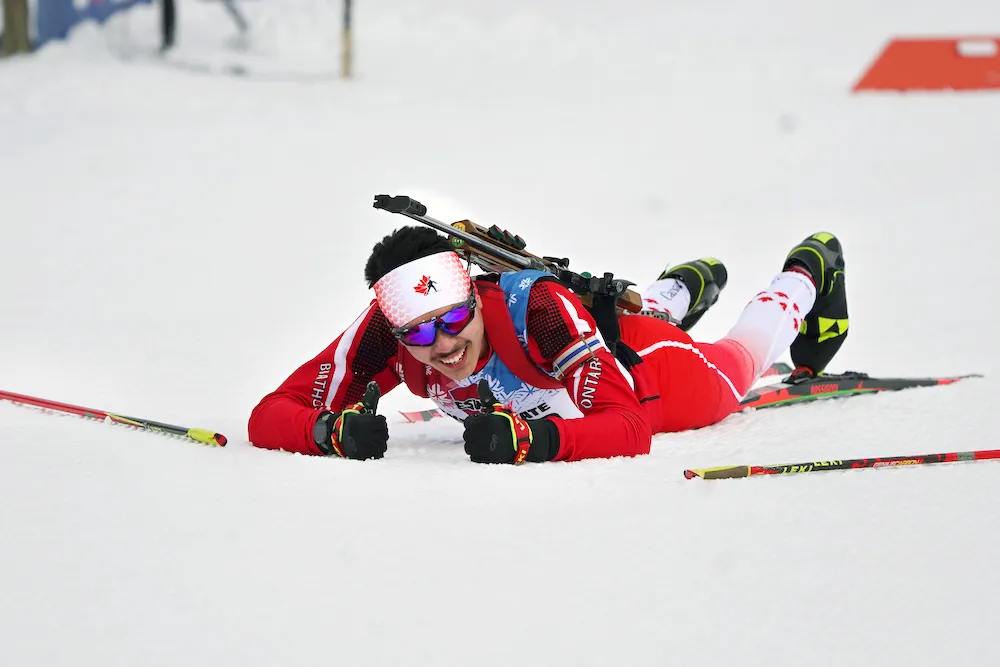 Person sliding in snow.