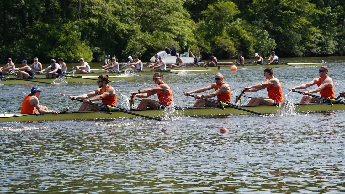 The men’s rowing team paddles at national championship.