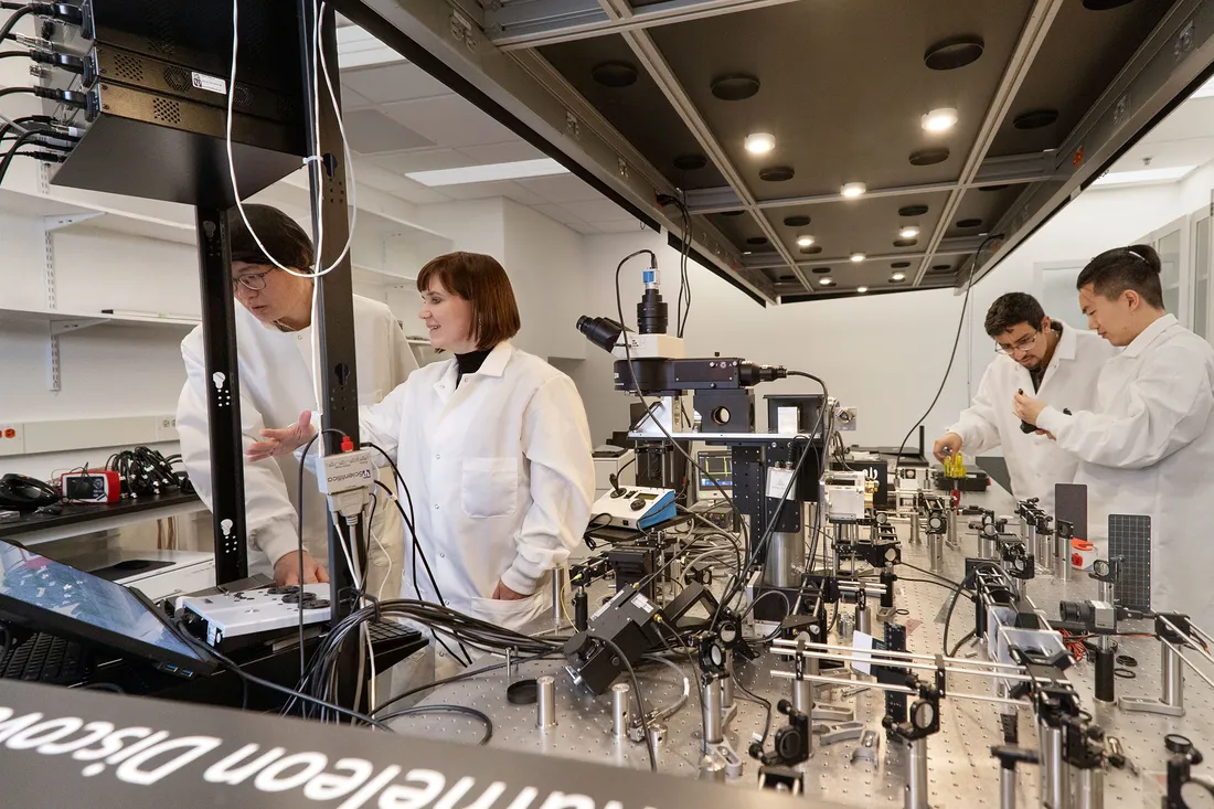 People working in a laboratory.