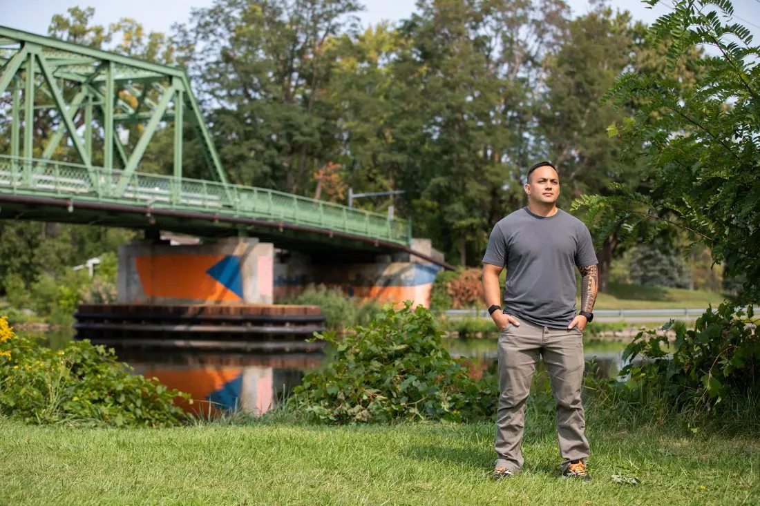 Online student at Onondaga Lake Park.