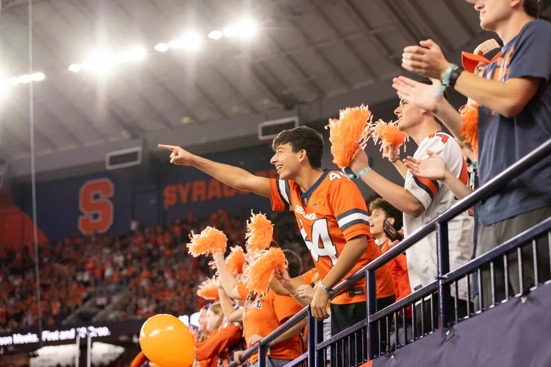 Students cheering in the JMA wireless dome.
