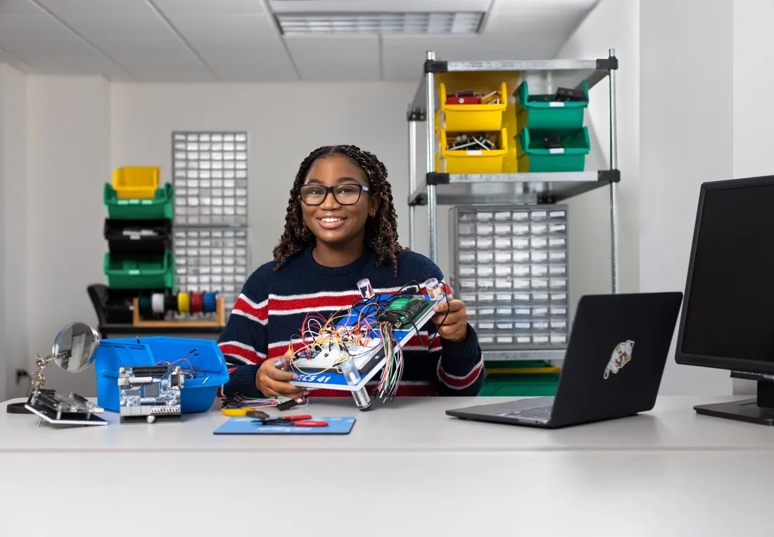 Student works in computer lab.