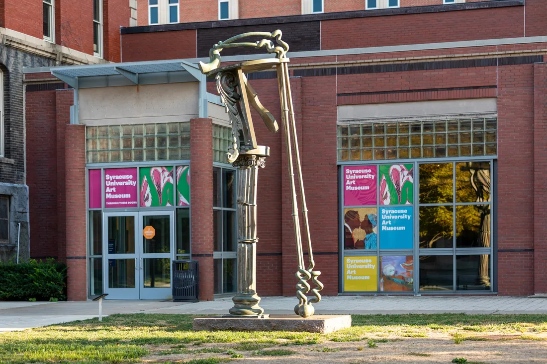Sculpture of the Oracle's Tears, located in front of the Shaffer Art Building.