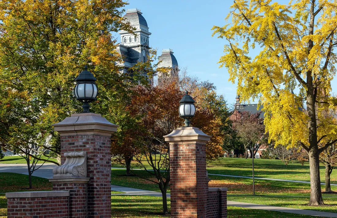 Exterior of campus during summer day.