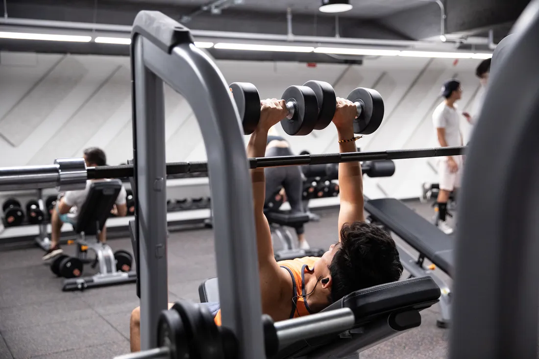 Person lifting weights.