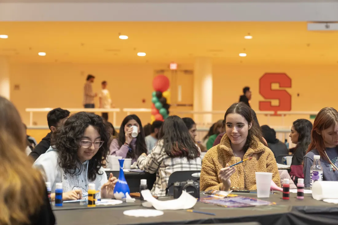 Students painting at the Goldstein Center