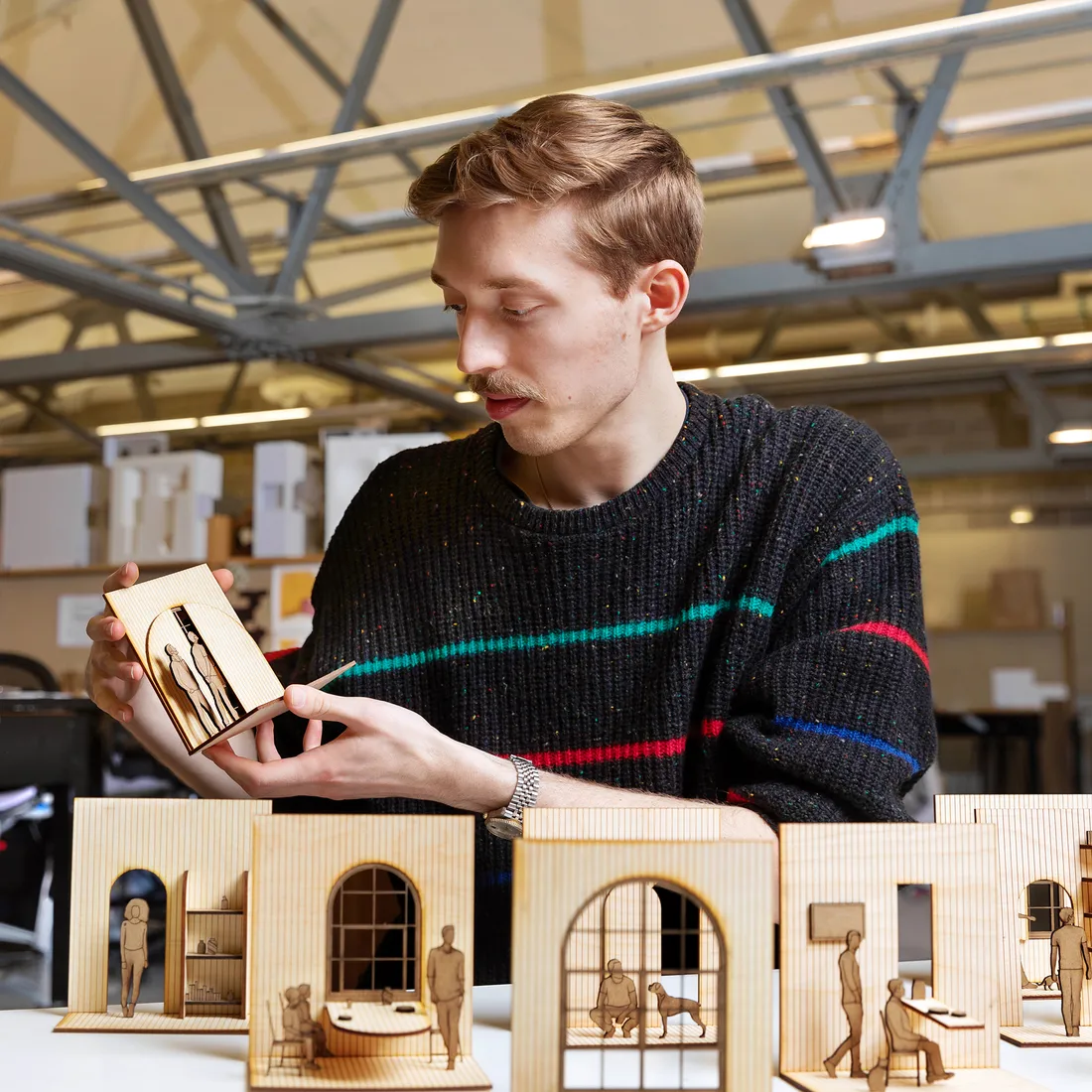 Erik Bakken with his projects.