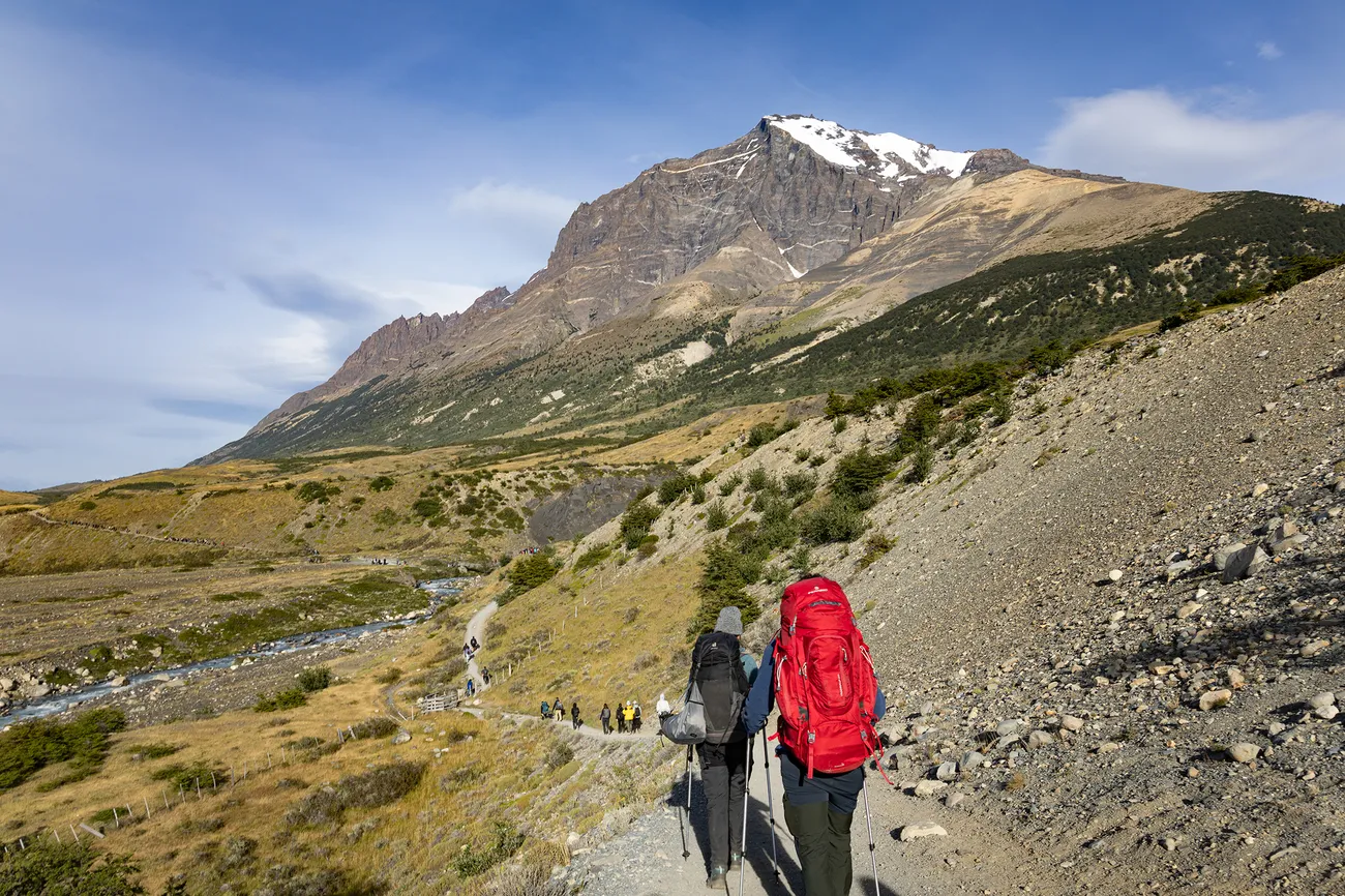 People hiking in the mountains of Santiago.