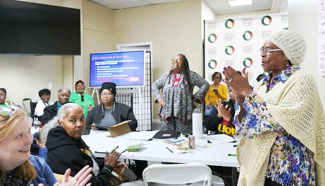 Group of community members gathered for a workshop with Syracuse University's Institute for Sustainability Engagement.