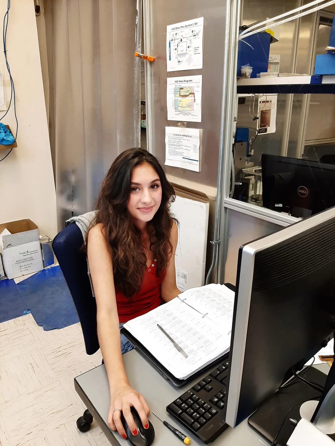 Danielle Germann ’21 sitting and working on computer.