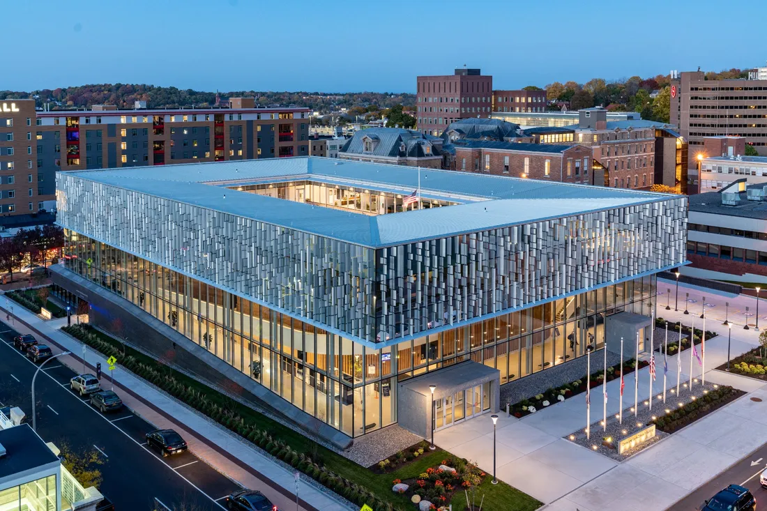 Exterior shot of the D’Aniello Institute for Veterans and Military building.