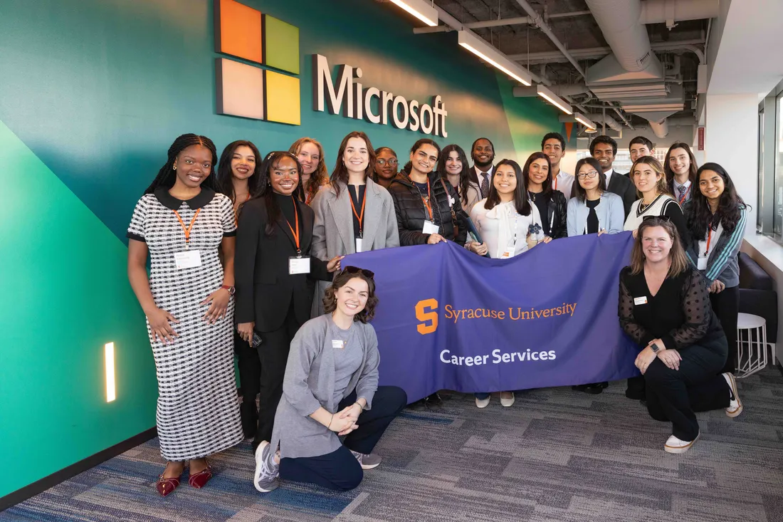Group of Syracuse University students on an immersion trip to Microsoft in Boston.