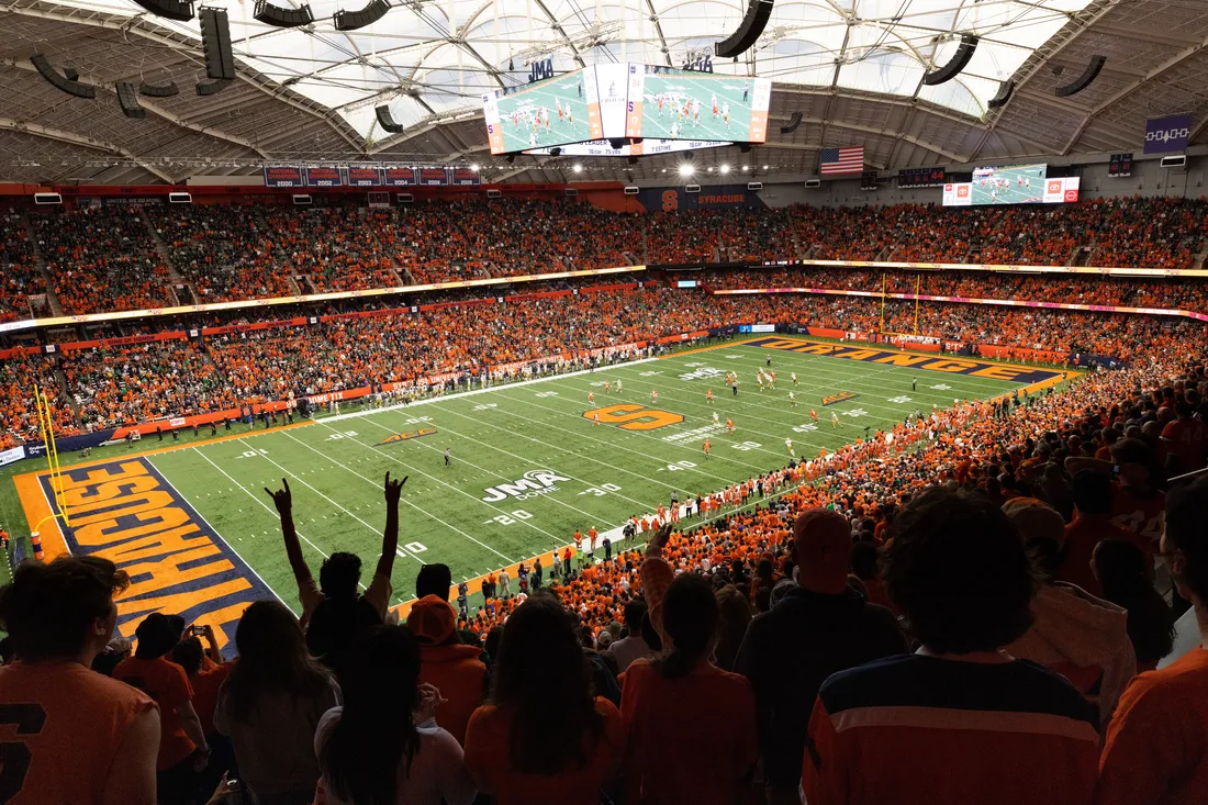 Birdseye view of the Dome packed with fans.