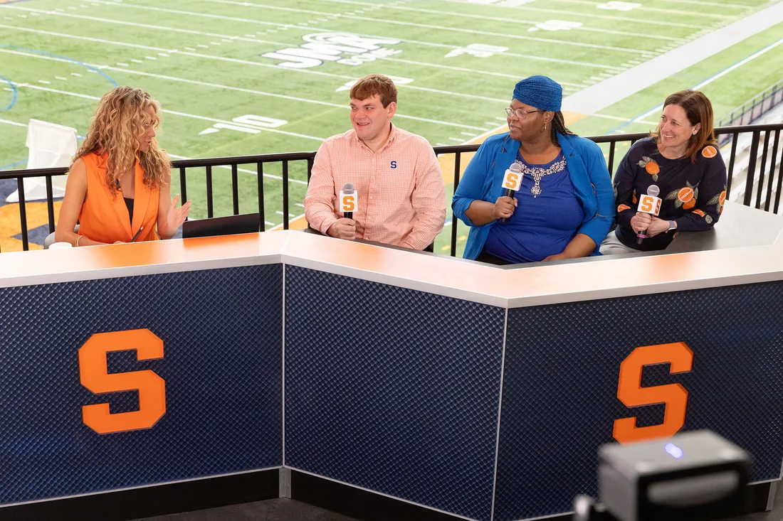 Sam Clark being interviewed by Kayla Burton.