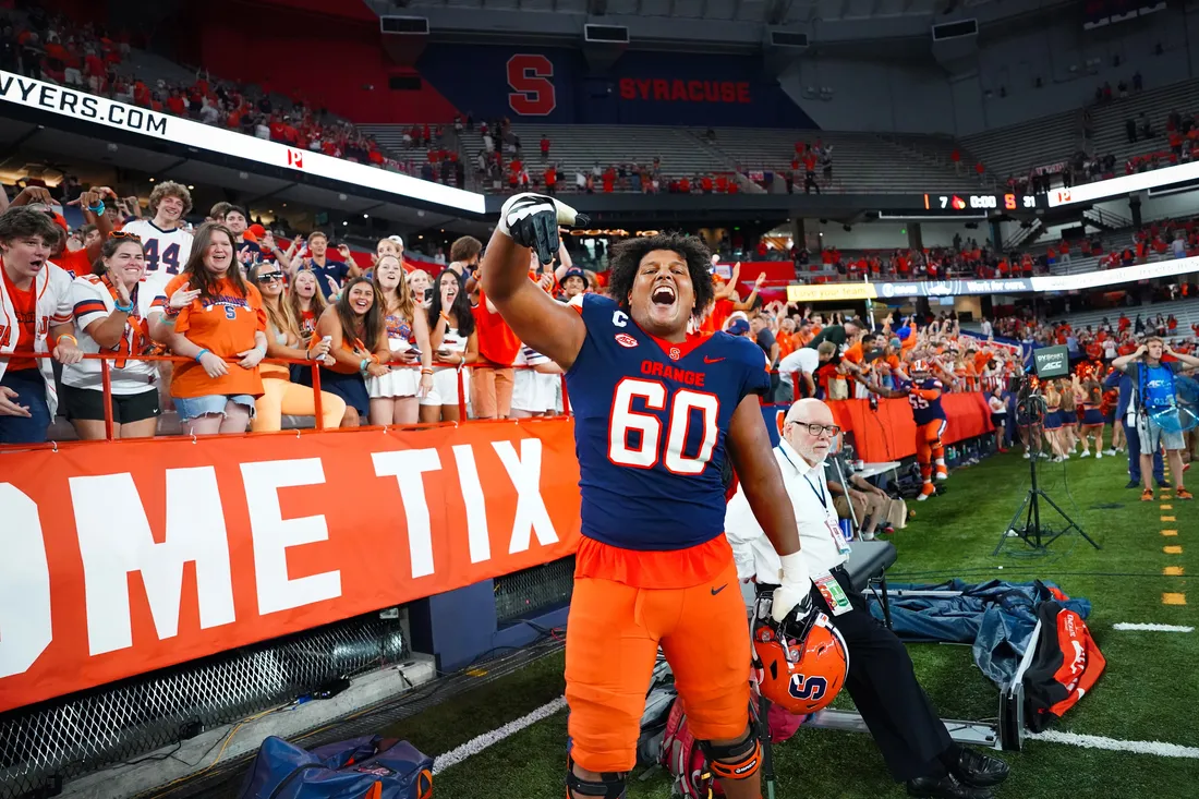 Matthew Bergeron cheering on the field.