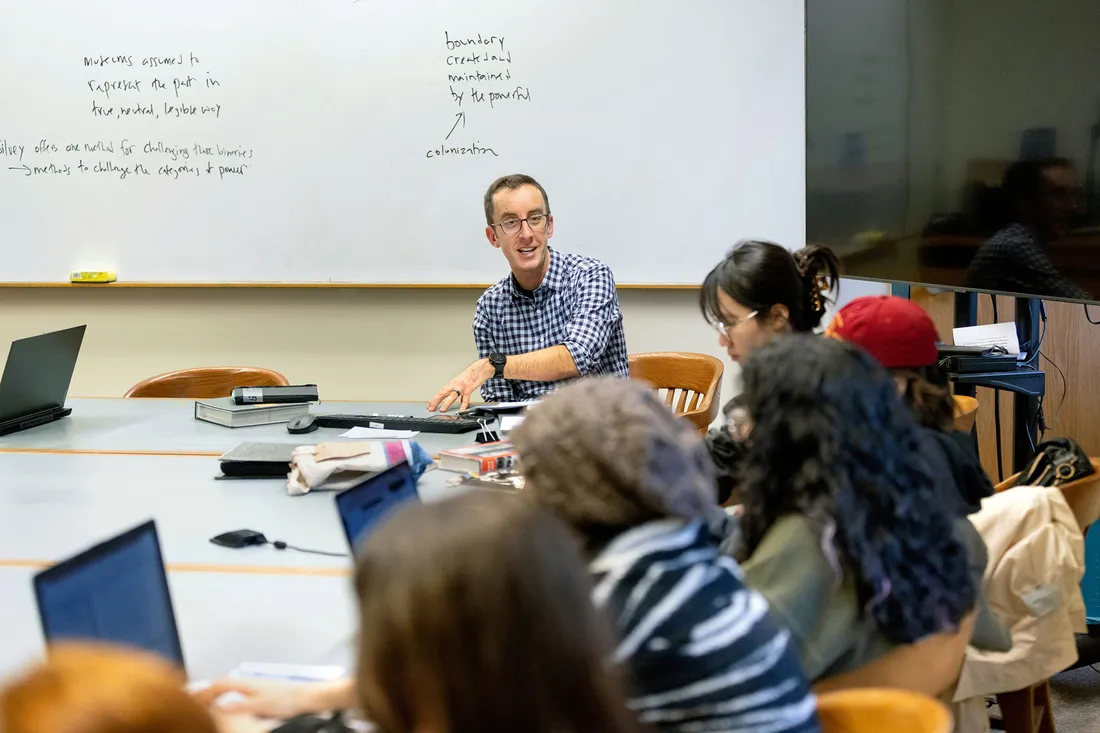 Professor teaching a class of students.