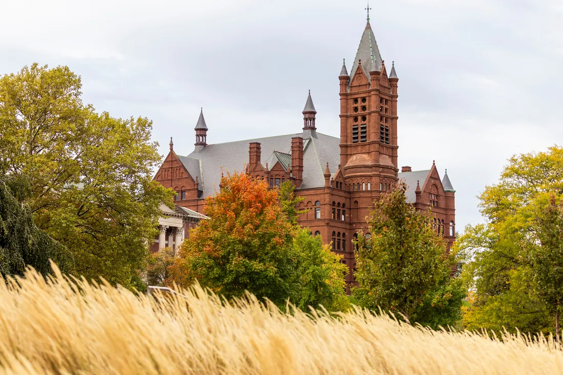 Syracuse University Crouse Hall during the fall.