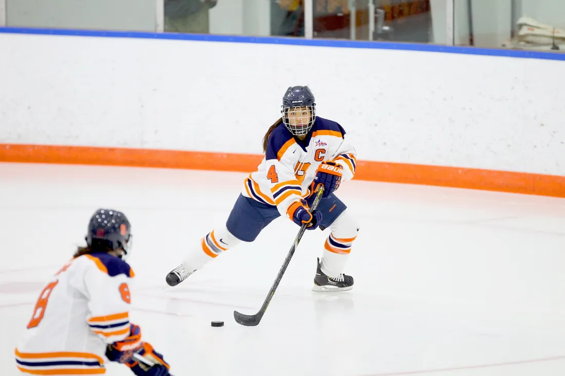 Akane Hosoyamada '15 playing for the Syracuse University women's ice hockey team.