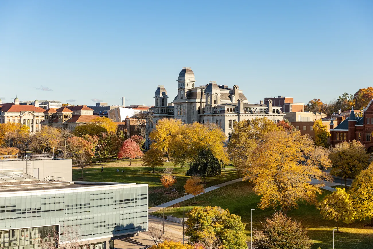 The rooftops of campus buildings.