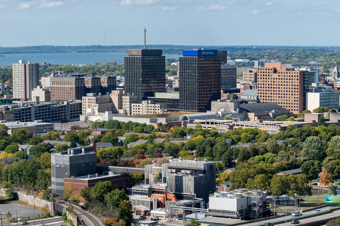 Shot overlooking the city of Syracuse.