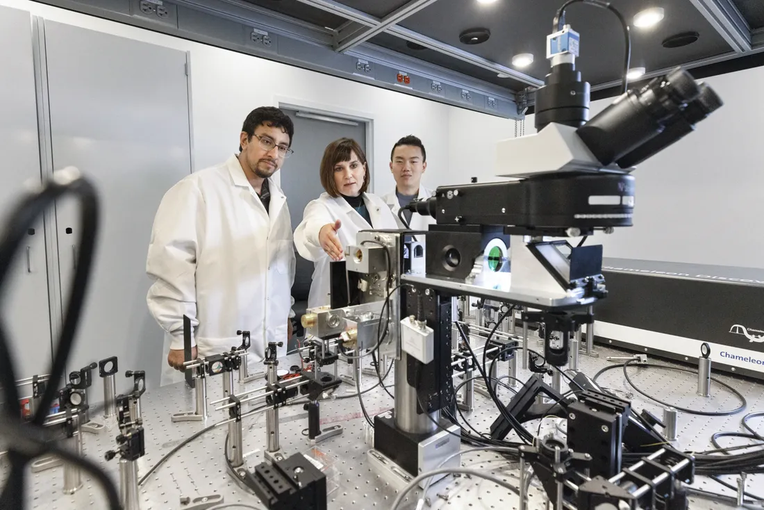 Professors in a lab working on research.
