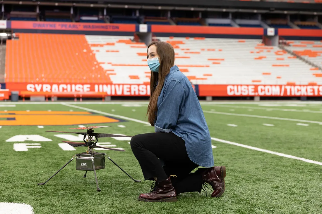 Students witness aircraft in action.