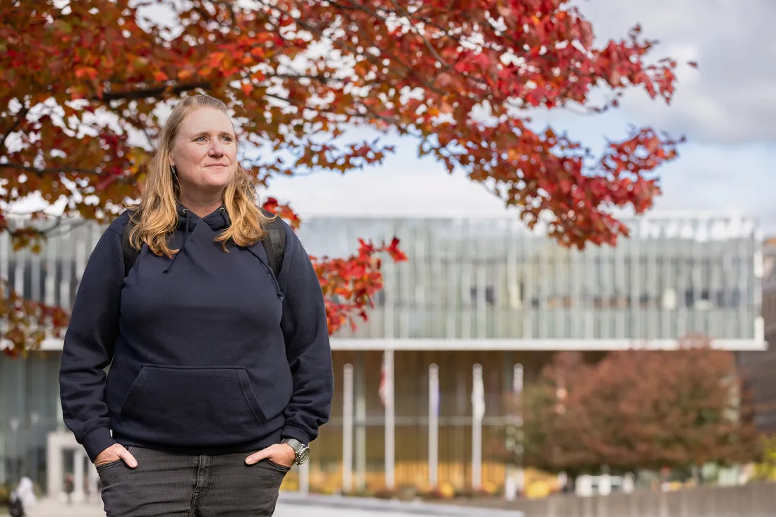 Laurie Coffey posing for portrait on campus.