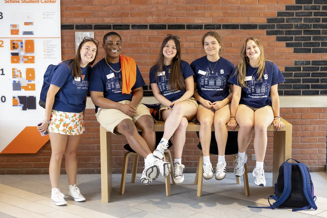 Giuliana Girgenti standing with other Syracuse University orientation leaders.