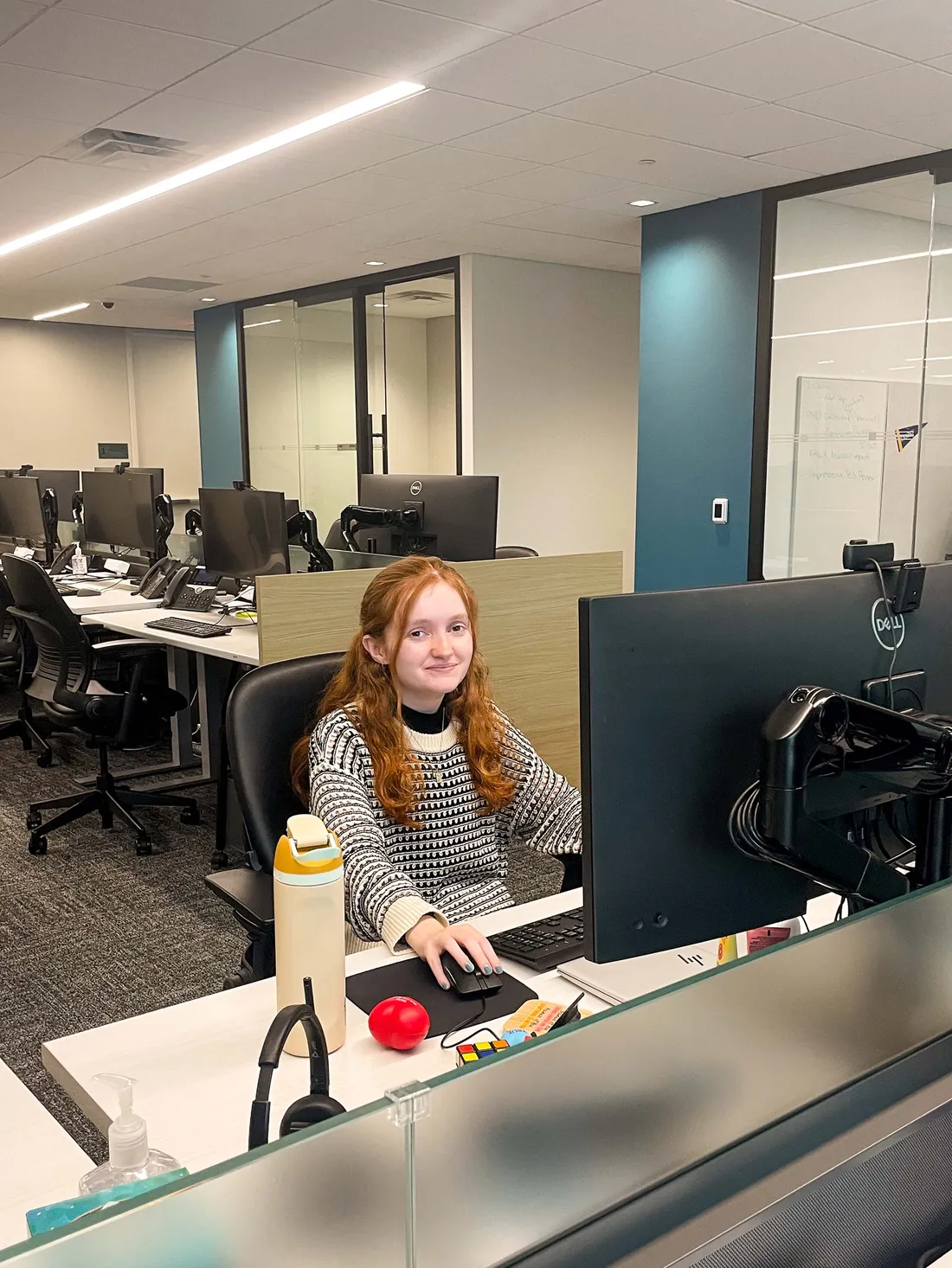 Kerry Spencer at her desk at Bank of America.