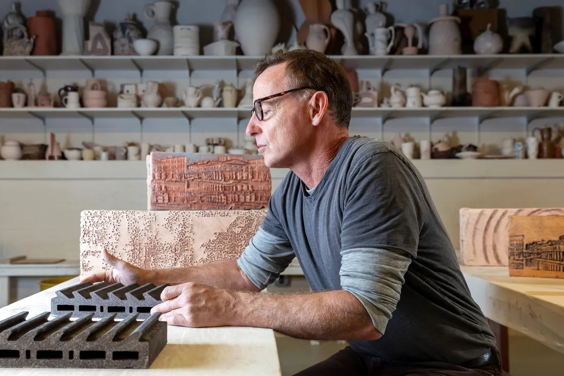 Professor Errol Willett in the Ceramics Studios at the Comstock Art Facility.